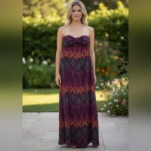 Xhilaration Elegant Halter Tie Purple  Orange Multicolor Maxi Dress Size Large